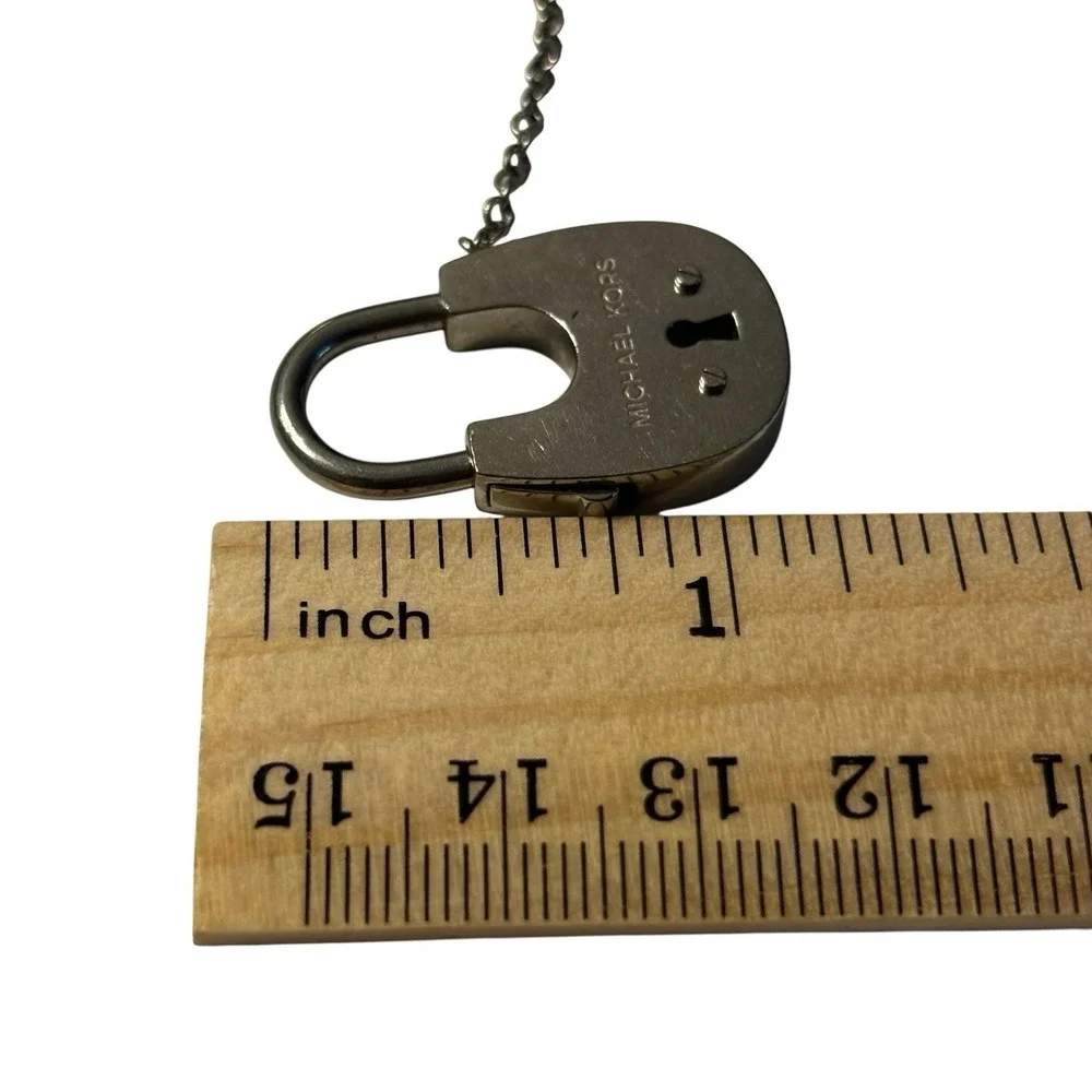 Michael Kors Bracelet Chain Link With Padlock And Safety Chain Silver Tone Metal - Picture 14 of 16